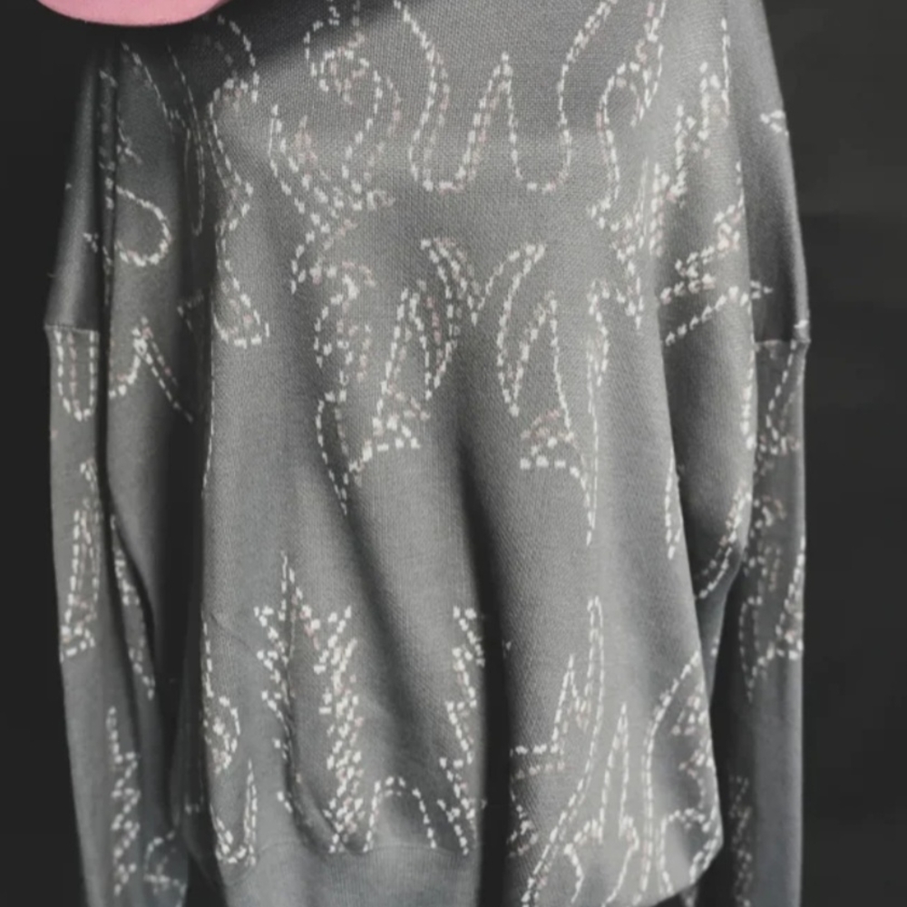 Gray Patterned Sweater - image 1